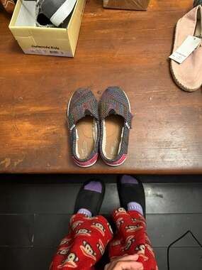 TOMS Tiny Alpargata Multi Herringbone Faux Shearling Slip-On Shoes